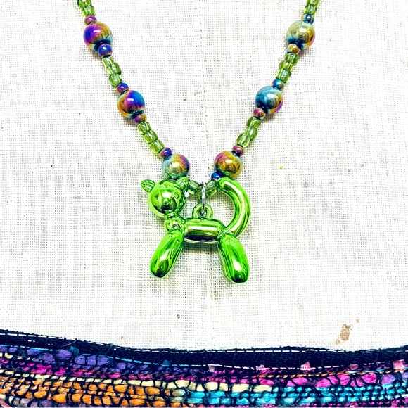 Lime Green Toyland Kitty Cat Balloons Necklace - Picture 3 of 6